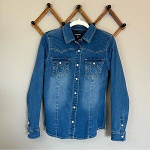 True Religion Western Denim Shirt with Pockets size Small NWT